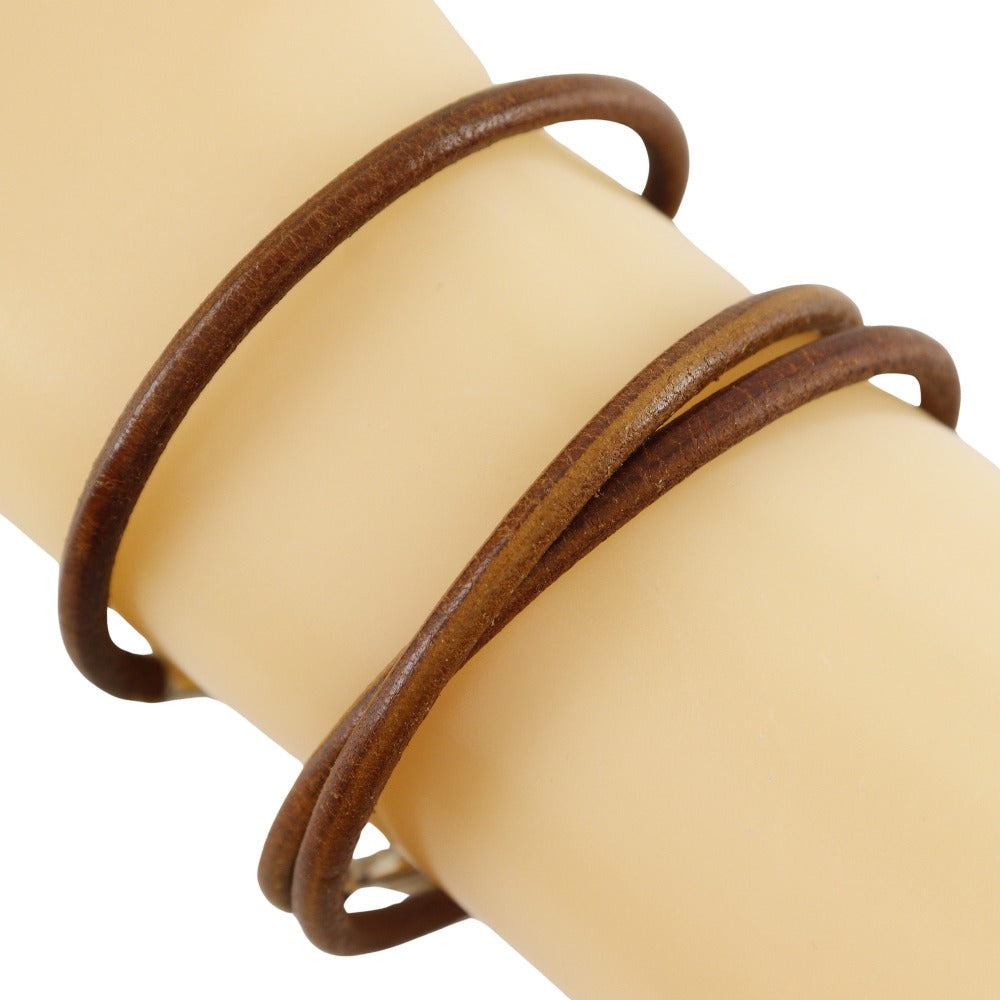 HERMES bracelet leather Brown choker set jumbo Women