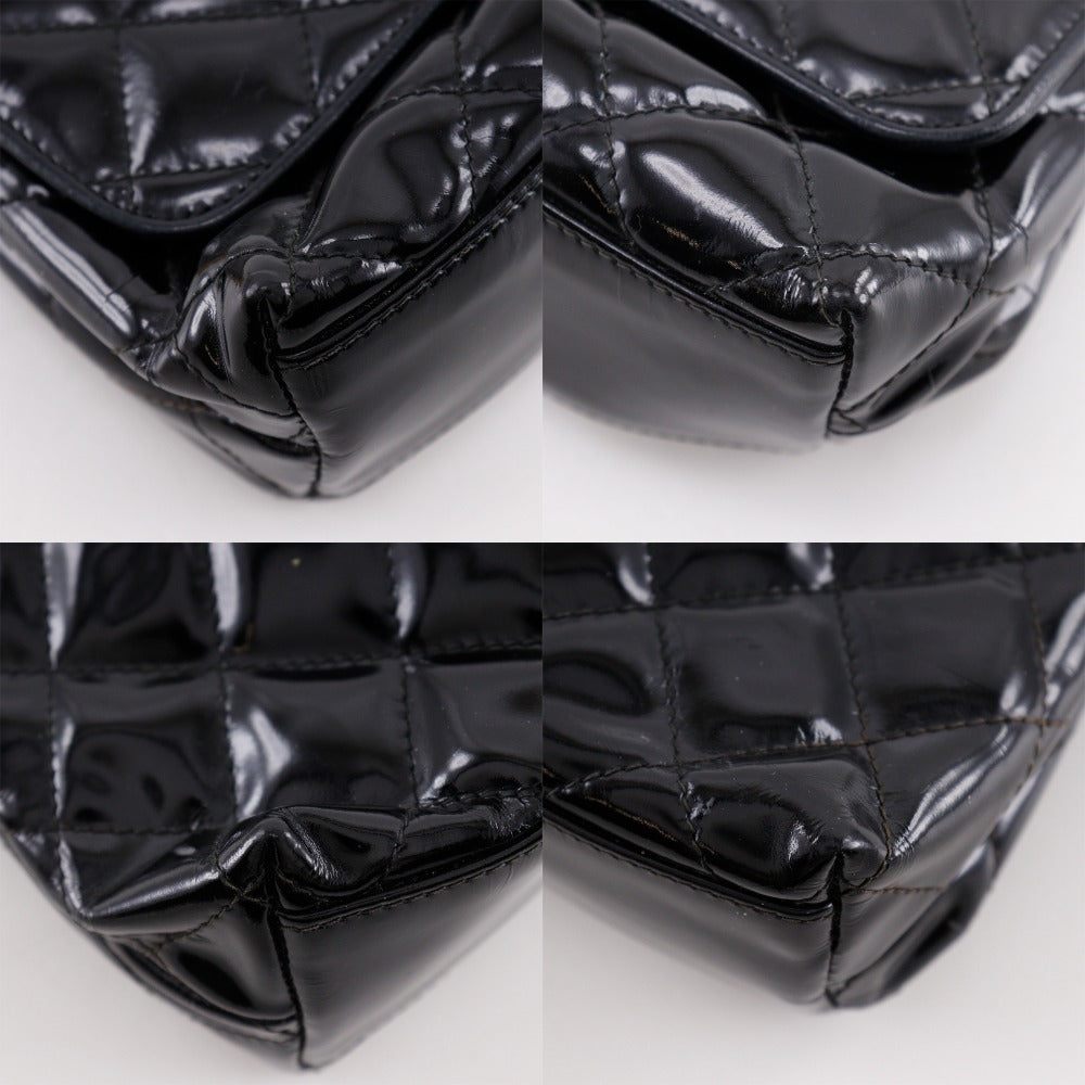 CHANEL Shoulder Bag enamel black Matrasse ChainShoulder