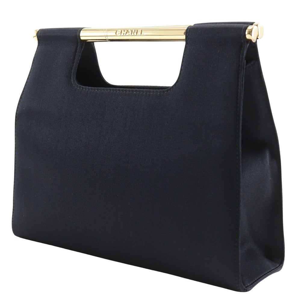 CHANEL Handbag Satin black vintage Party bag