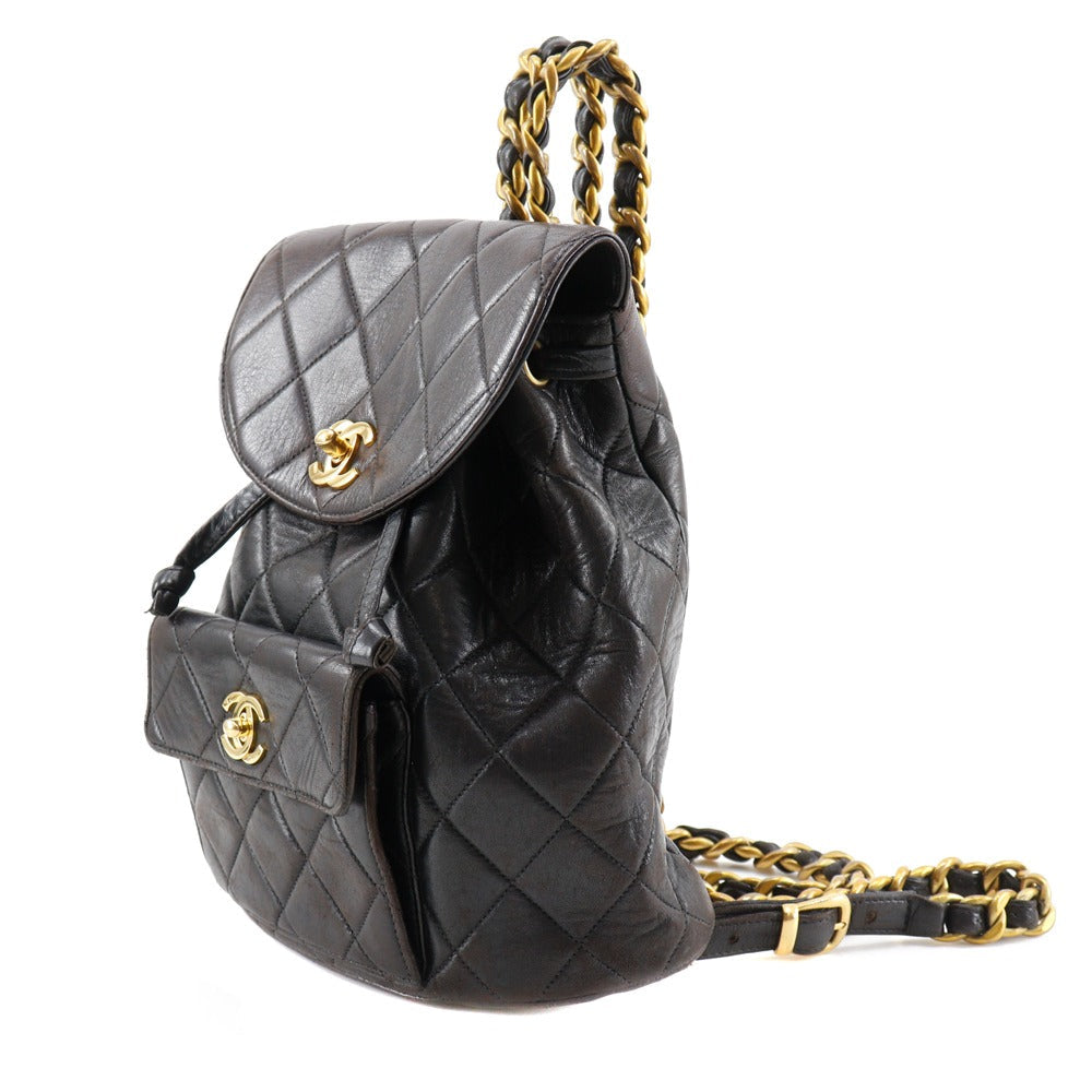 CHANEL Backpack A10177 lambskin black ChainBackpack Matrasse