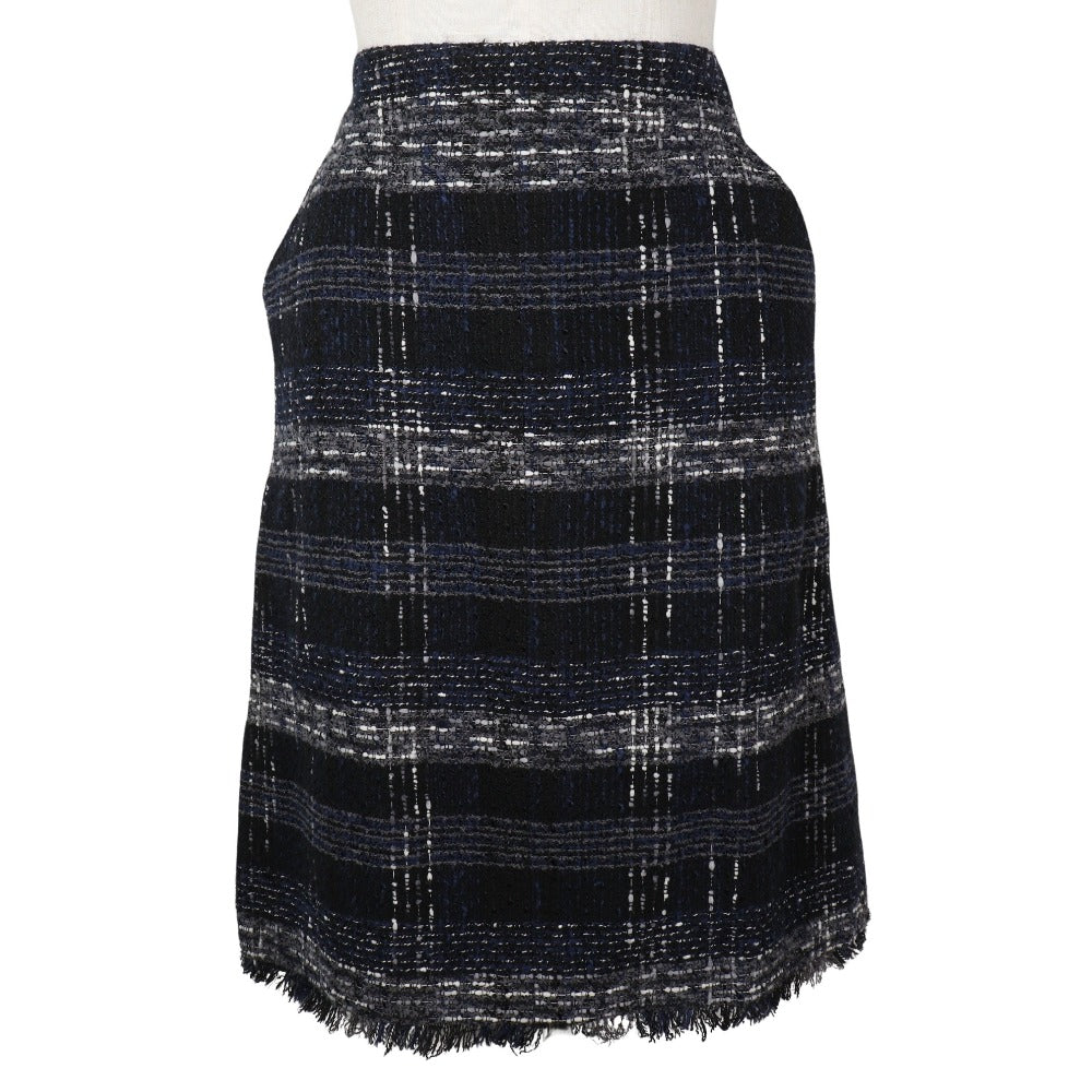 CHANEL skirt P26088V16545 Cotton, Nylon Black / navy tweed 38