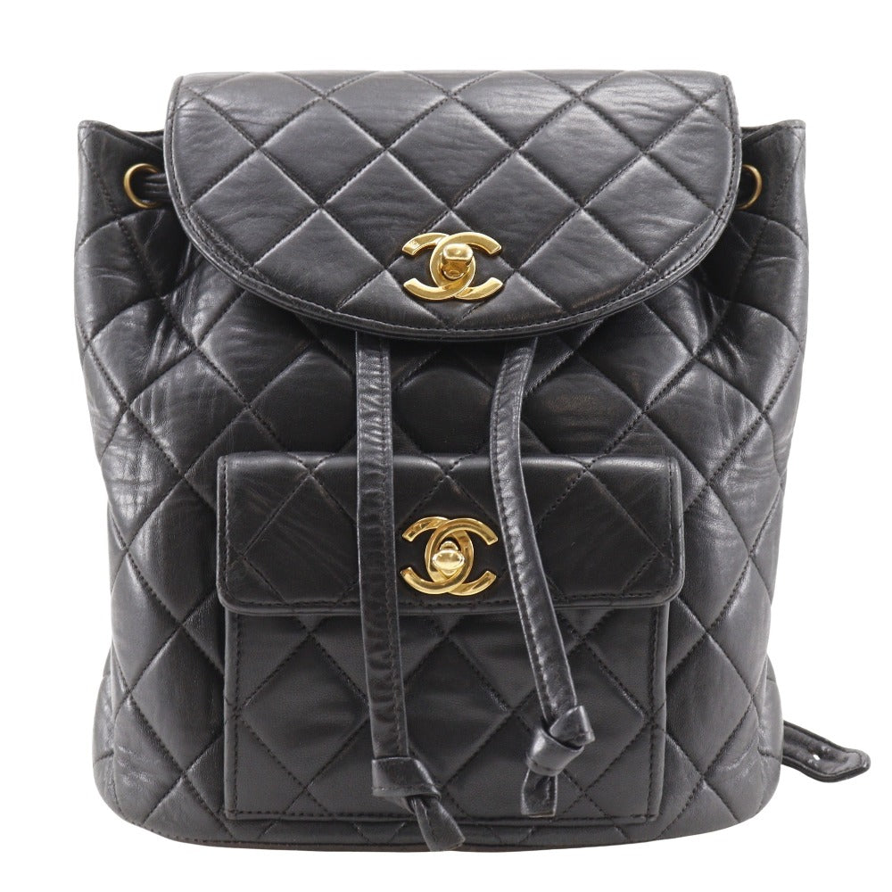 CHANEL Backpack lambskin black vintage Matrasse
