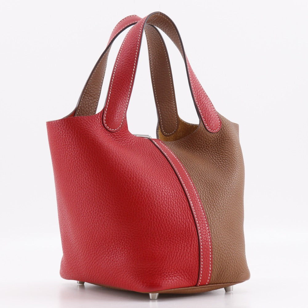 HERMES Handbag Taurillon Clemence White / red By color Picotin Lock Kazak 18PM