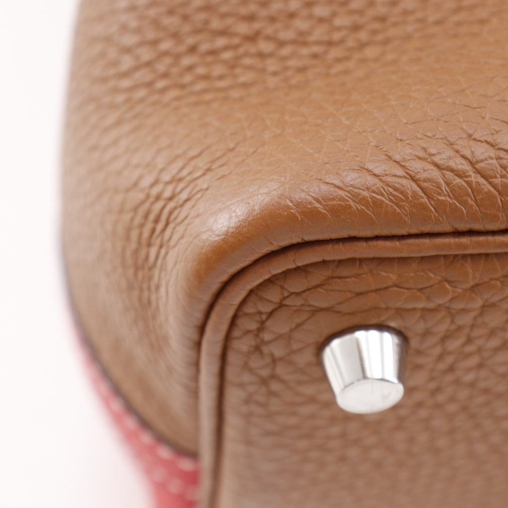 HERMES Handbag Taurillon Clemence White / red By color Picotin Lock Kazak 18PM