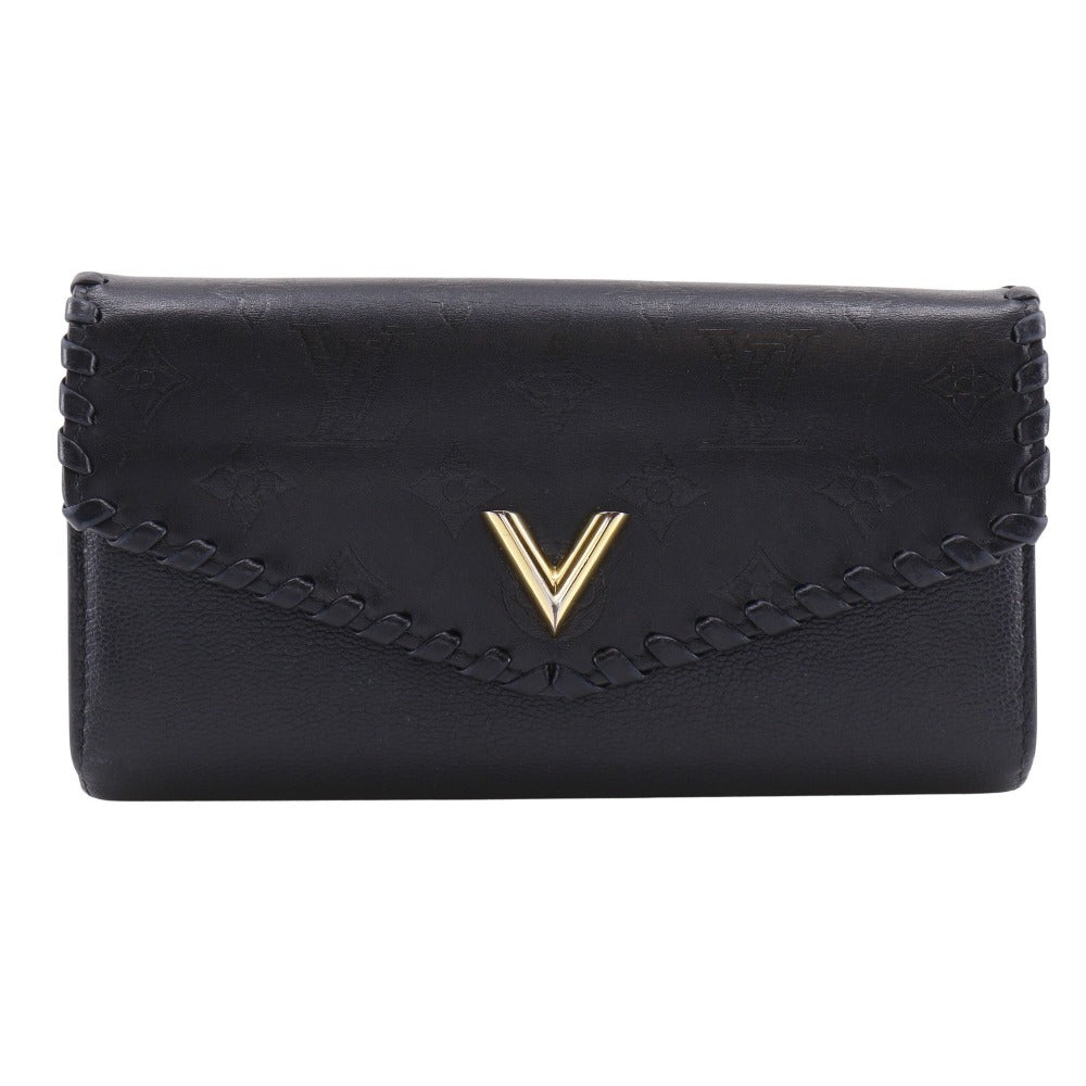 LOUIS VUITTON Long Wallet Purse M62059 leather black Monogram Portefeuille Very