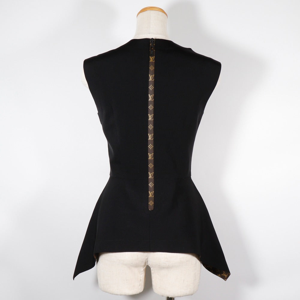 LOUIS VUITTON Tank top 1A7VTN Nylon, Polyurethane black Monogram peplum