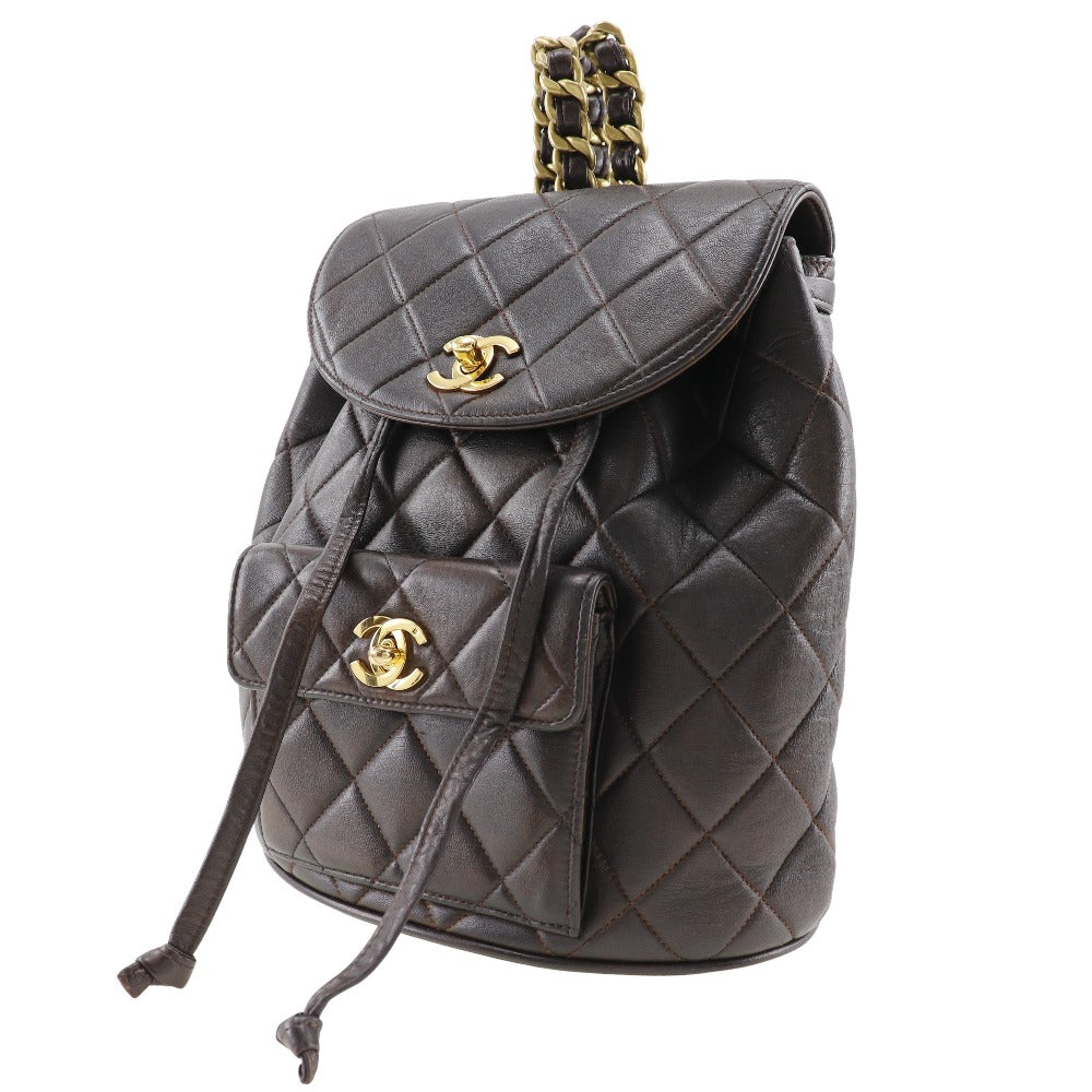 CHANEL Backpack lambskin Brown vintage COCO Mark Matrasse Women