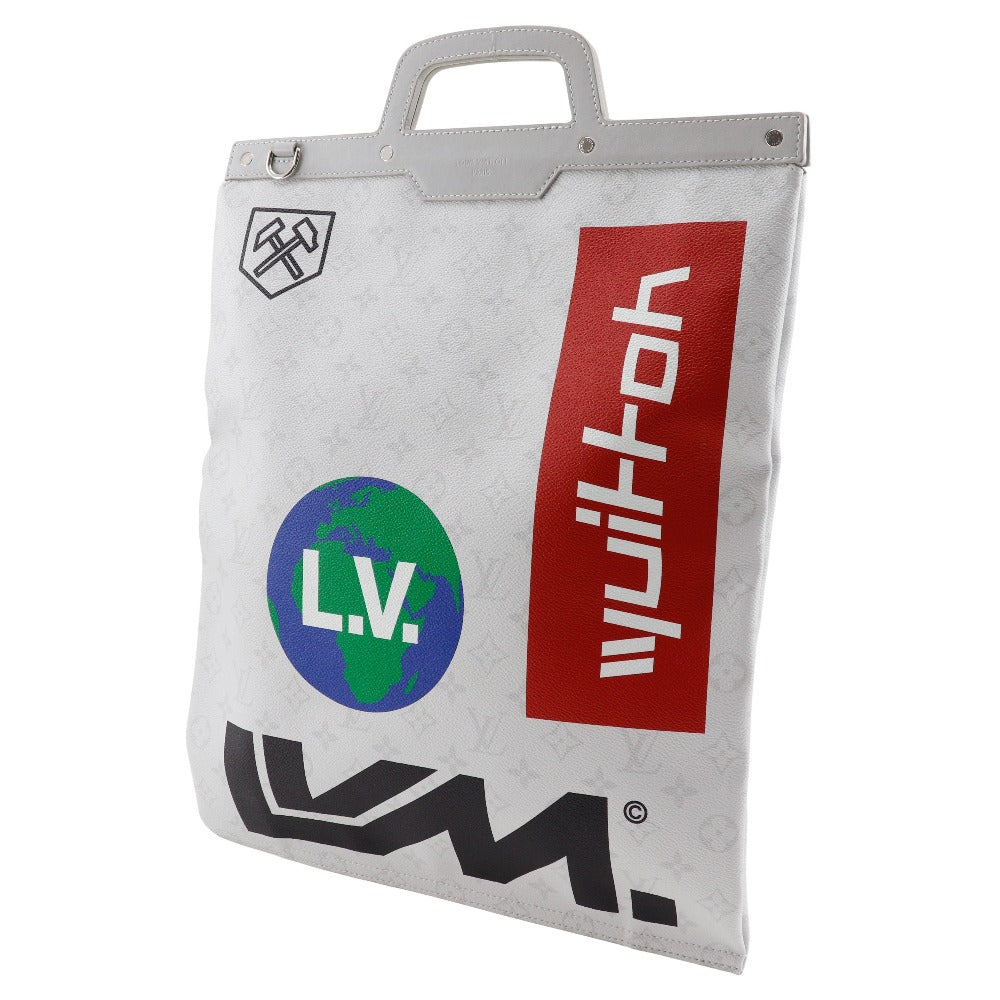 LOUIS VUITTON Handbag M44627 White Monogram Canvas Light gray Flat vertical tote mens