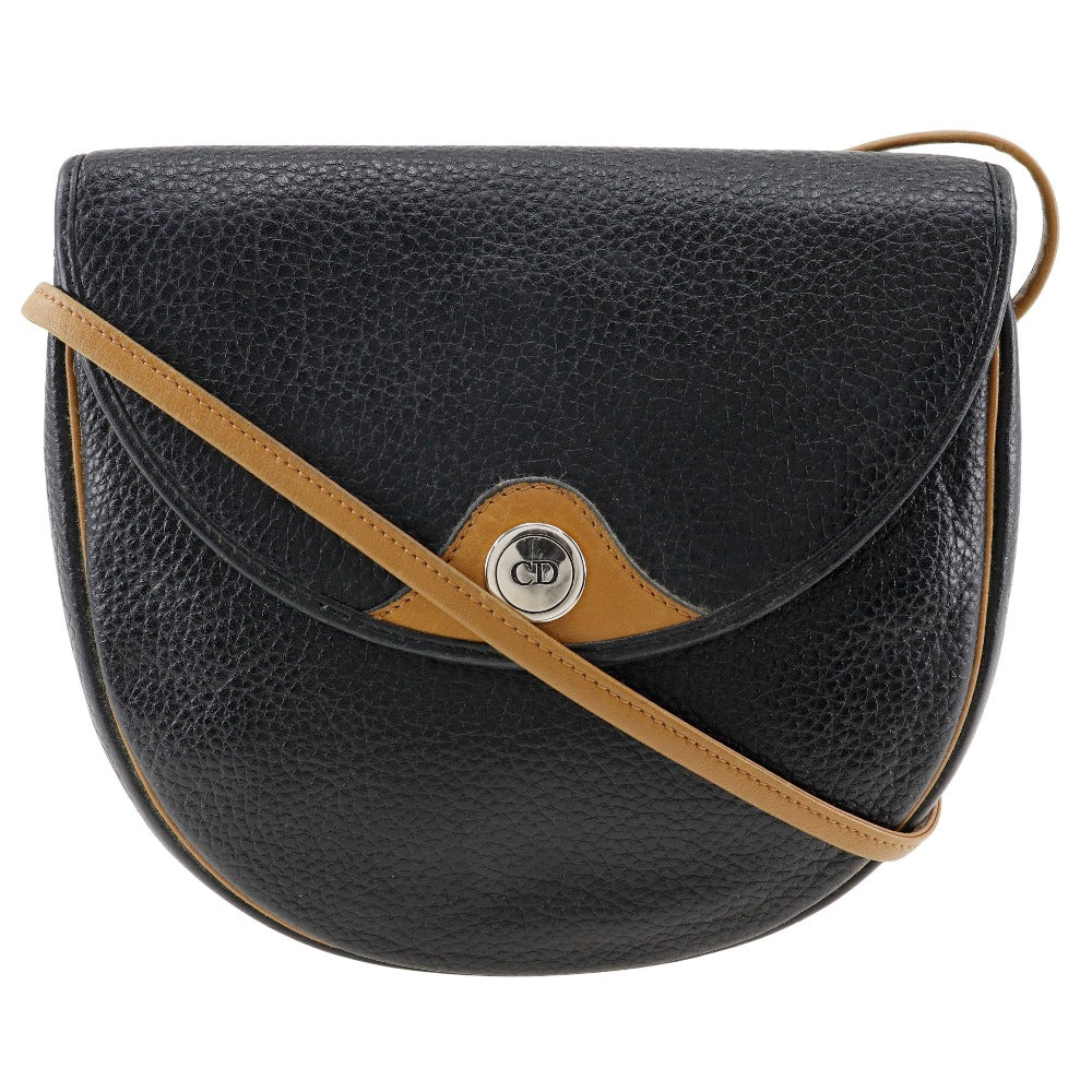 Christian Dior Shoulder Bag Calfskin black Pochette vintage CD logo Women