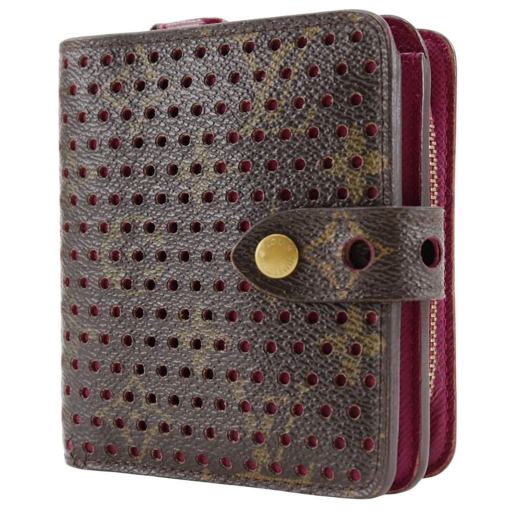 LOUIS VUITTON Bifold Wallet M95188 Monogram canvas Brown / Pink Monogram Perfo Compact zip Women