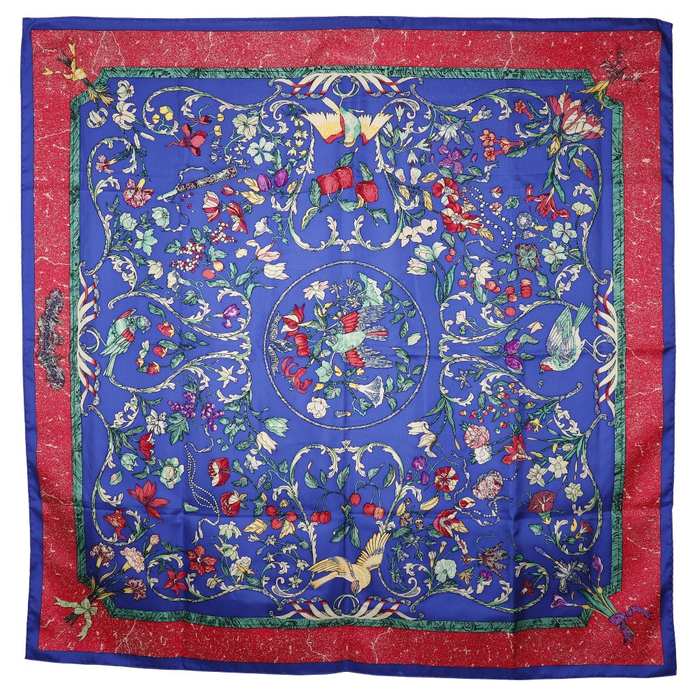 HERMES scarf silk Blue Oriental Stone and Western Stonework PIERRES D' ORIENT ET D' OCCIDENT Carre90 Women
