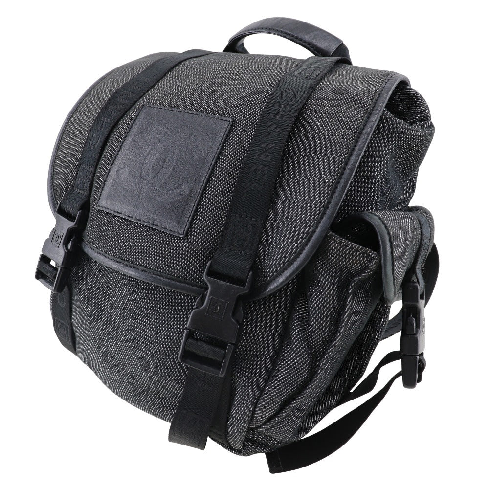 CHANEL Backpack canvas Black / Silver COCO Mark Sports line Backpack Women
