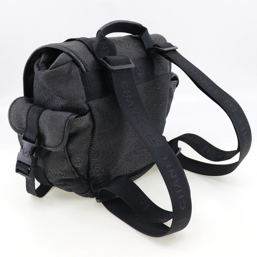 CHANEL Backpack canvas Black / Silver COCO Mark Sports line Backpack Women