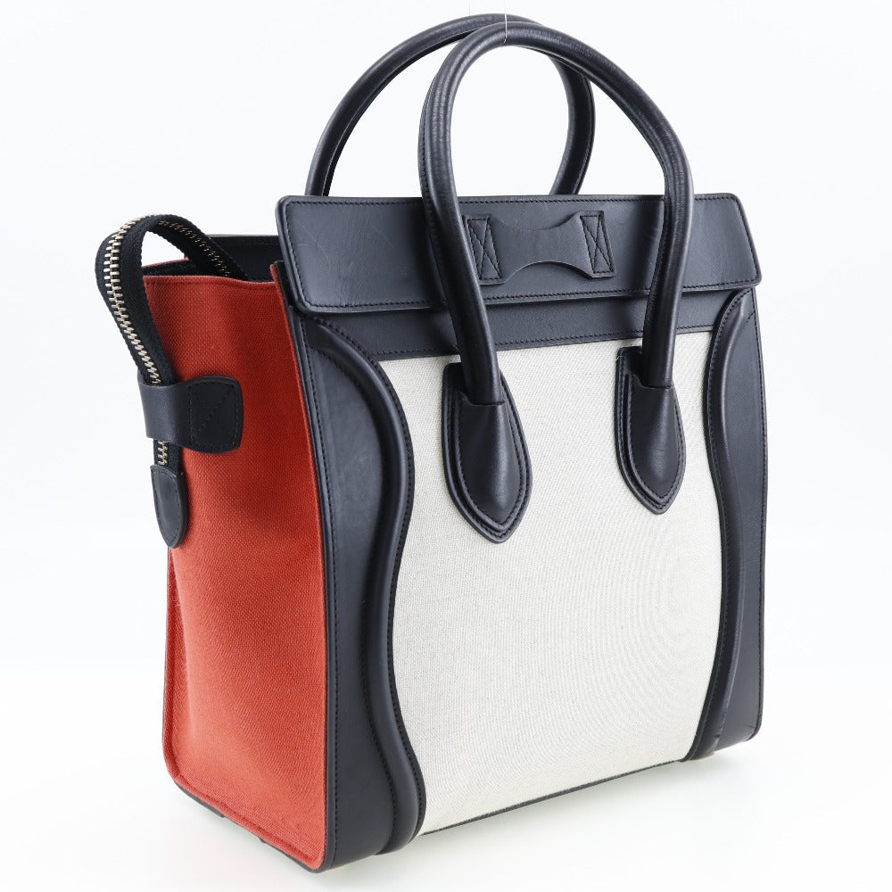 CELINE Handbag 167792 Calfskin, Canvas black Tricolor Micro shopper Luggage Women