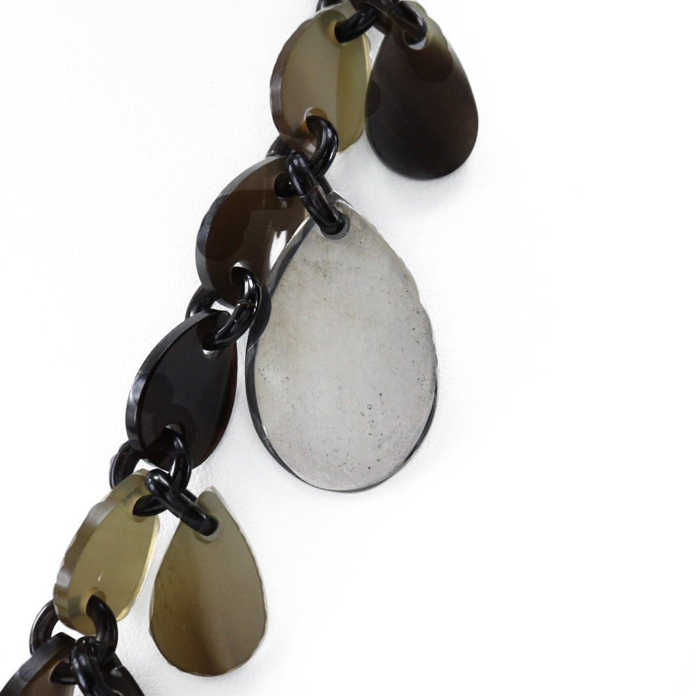 HERMES Necklace Buffalo Horn, Silver925 multicolor teardrop