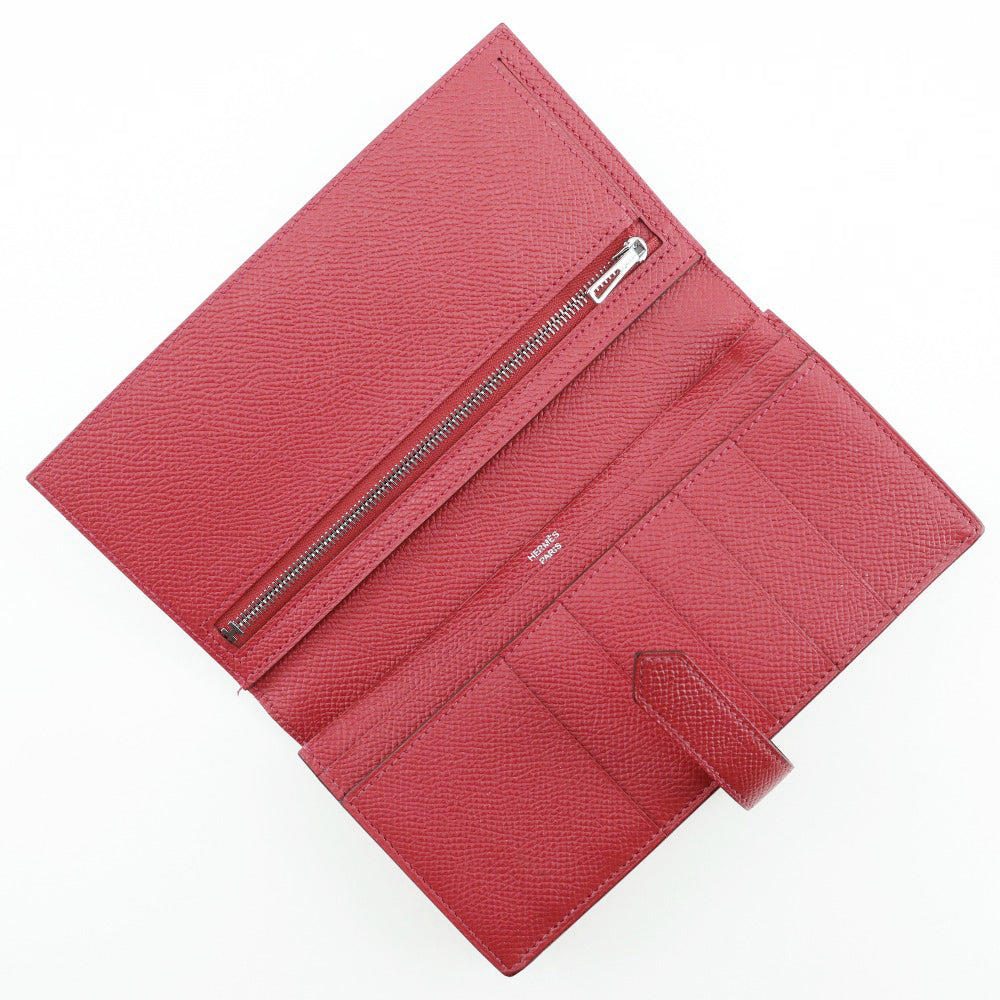 HERMES Long Wallet Purse Epsom Red Beansufla Women