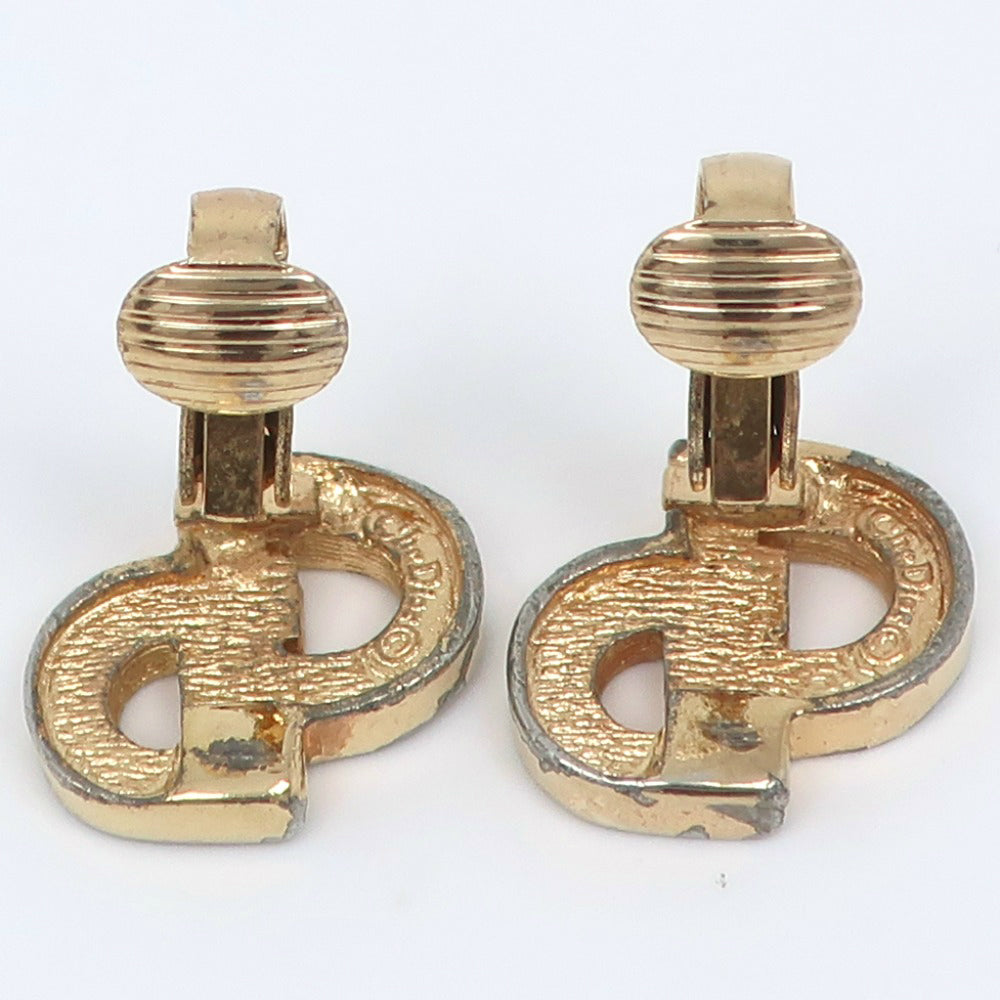Dior Earring Plated Gold, Rhinestones gold CD logo Women
