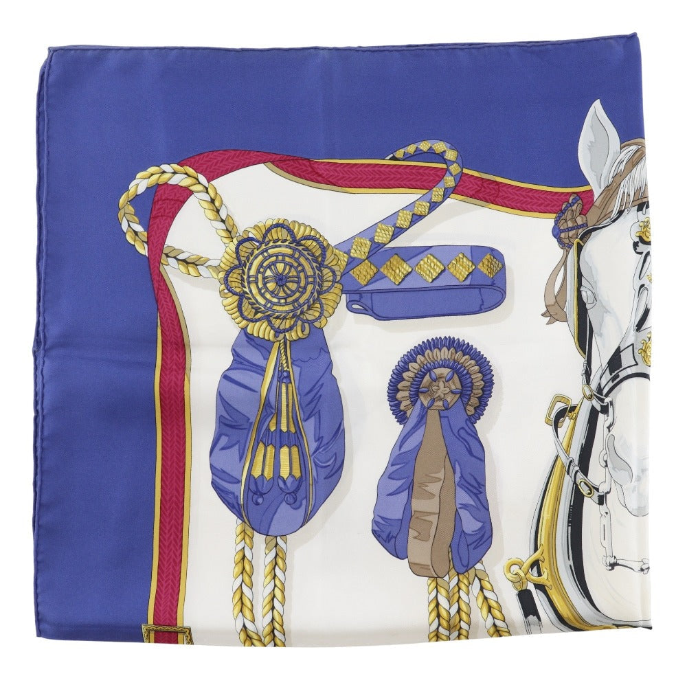 HERMES scarf silk Blue Frontaux et Cocardes Carre90