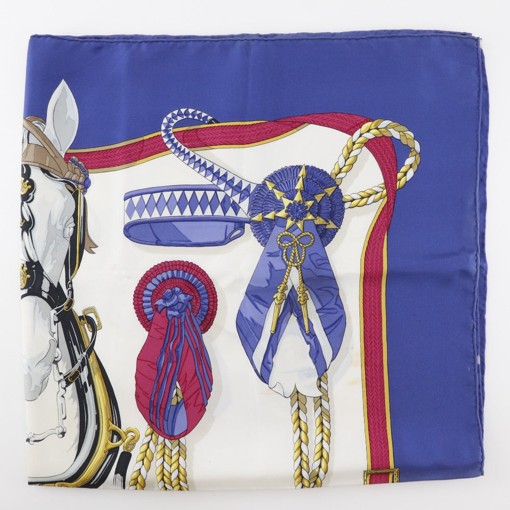HERMES scarf silk Blue Frontaux et Cocardes Carre90