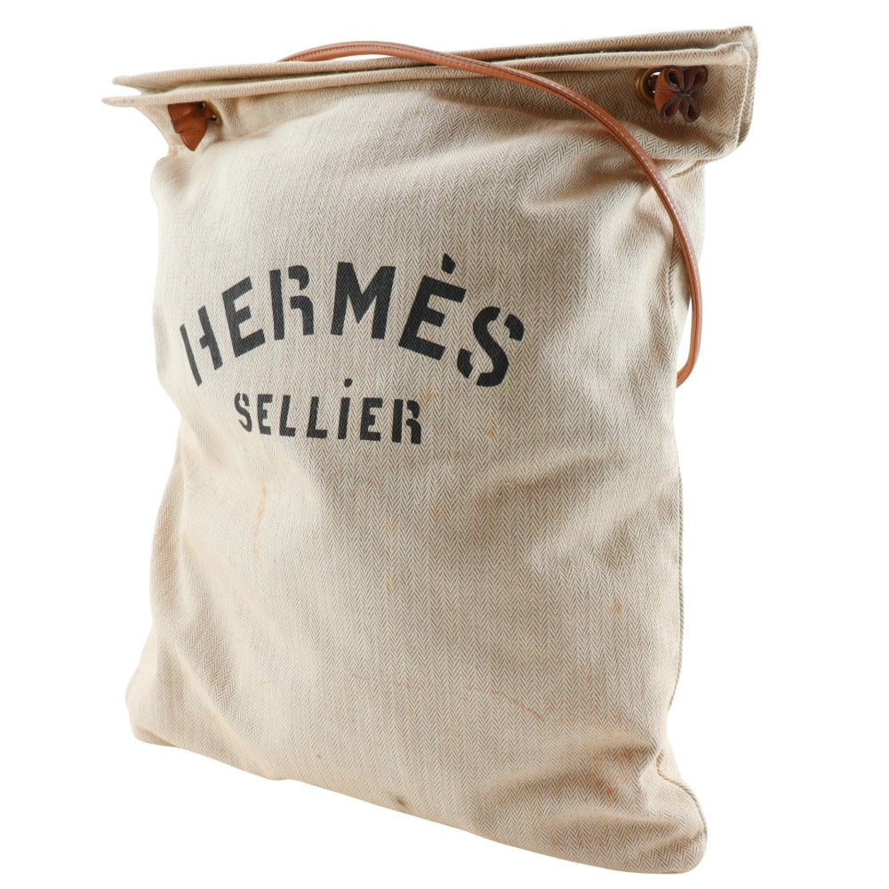 HERMES Shoulder Bag canvas beige Alain GM Women