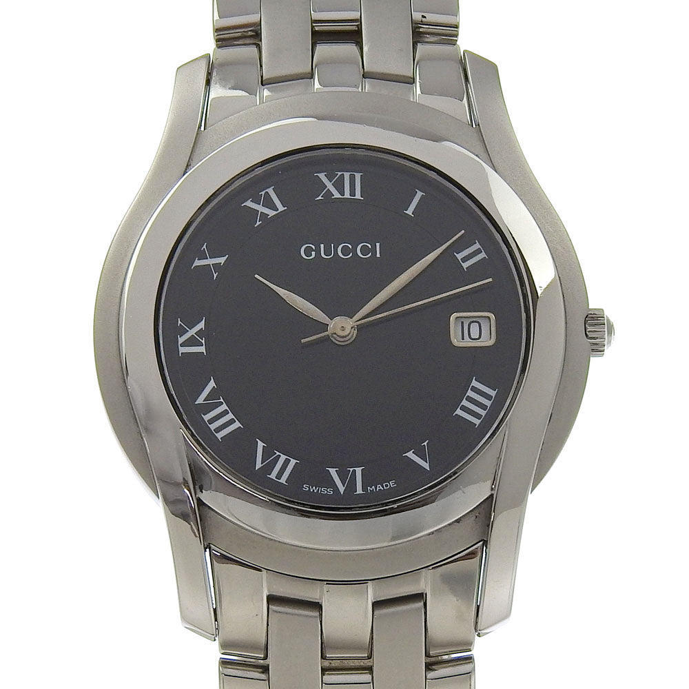 GUCCI Watches Quartz 5500M Stainless Steel Silver black dial mens