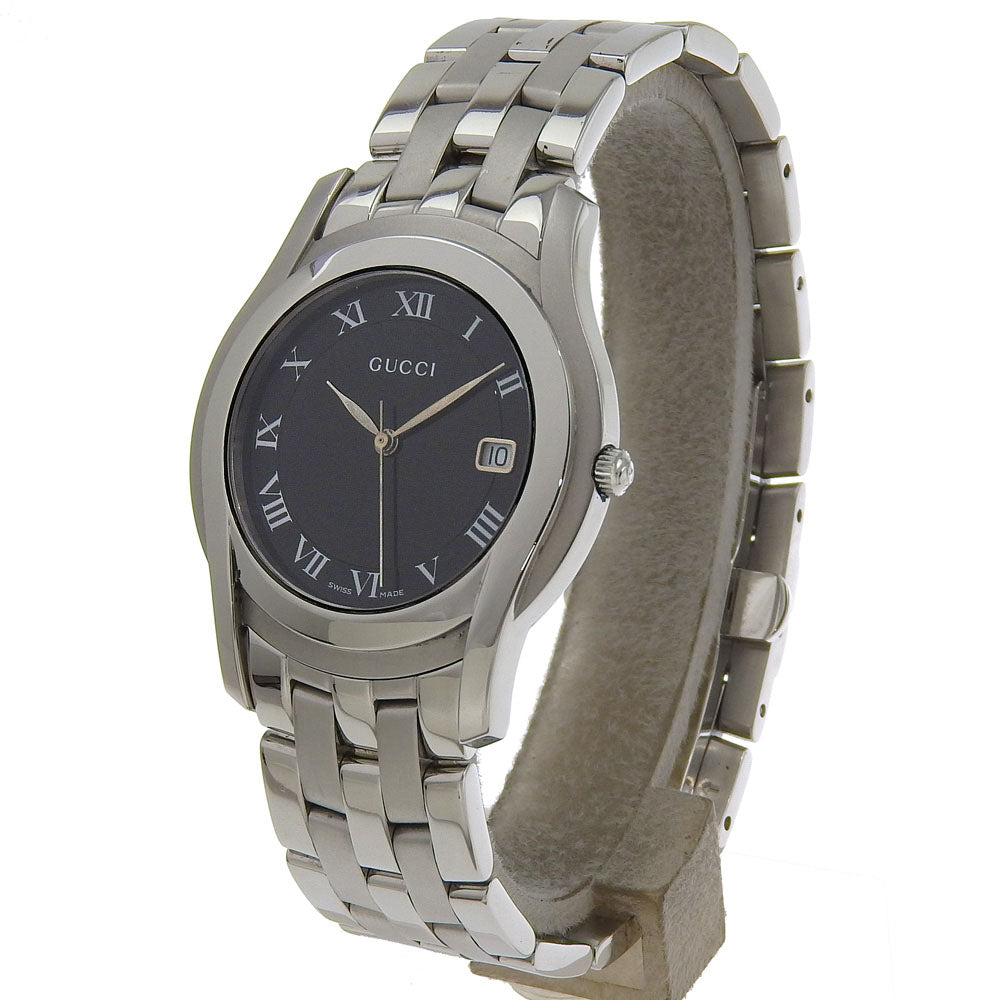 GUCCI Watches Quartz 5500M Stainless Steel Silver black dial mens
