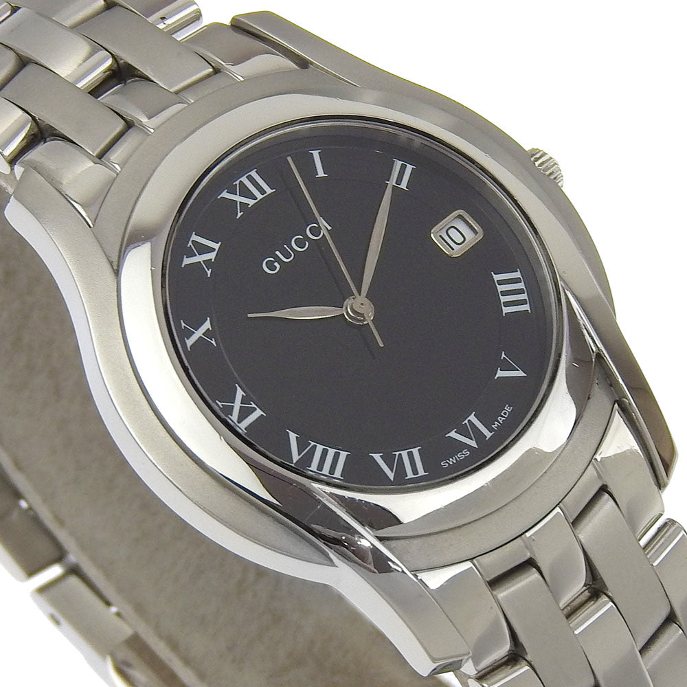 GUCCI Watches Quartz 5500M Stainless Steel Silver black dial mens