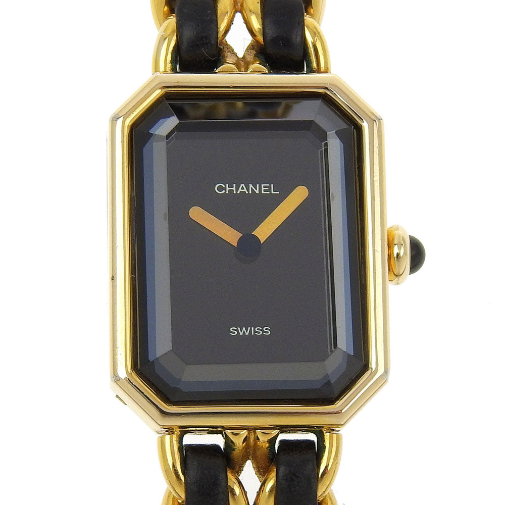 CHANEL Watches Quartz H0001 Plated Gold , Leather gold Premiere L black dial Women L