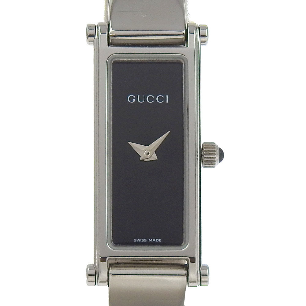 GUCCI Watches Quartz 1500L Stainless Steel Silver Bangle watch black dial Women