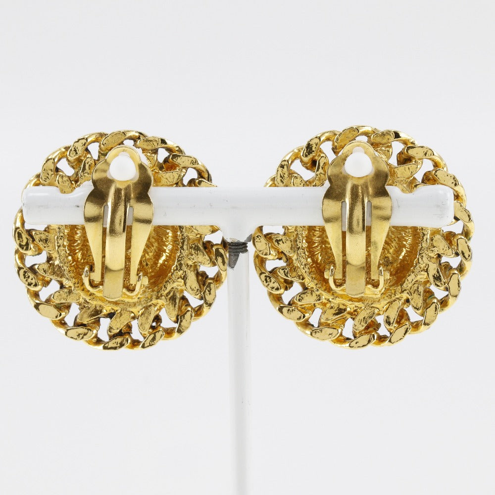 CHANEL Earring Plated Gold gold vintage Matrasse COCO Mark Women