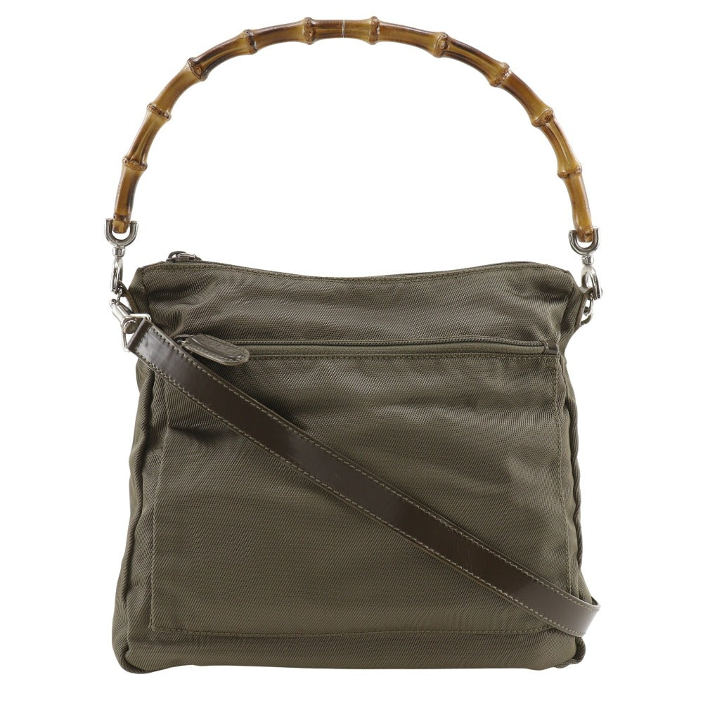 GUCCI Shoulder Bag 000.2404.0509 Nylon canvas khaki 2WAY Bamboo one belt