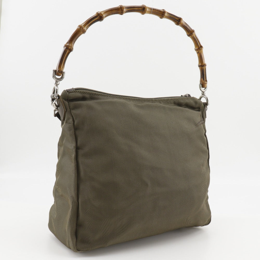 GUCCI Shoulder Bag 000.2404.0509 Nylon canvas khaki 2WAY Bamboo one belt
