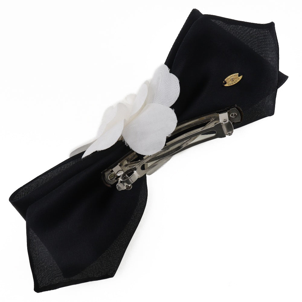 CHANEL Valletta Satin, Textile Black / white camellia ribbon Women
