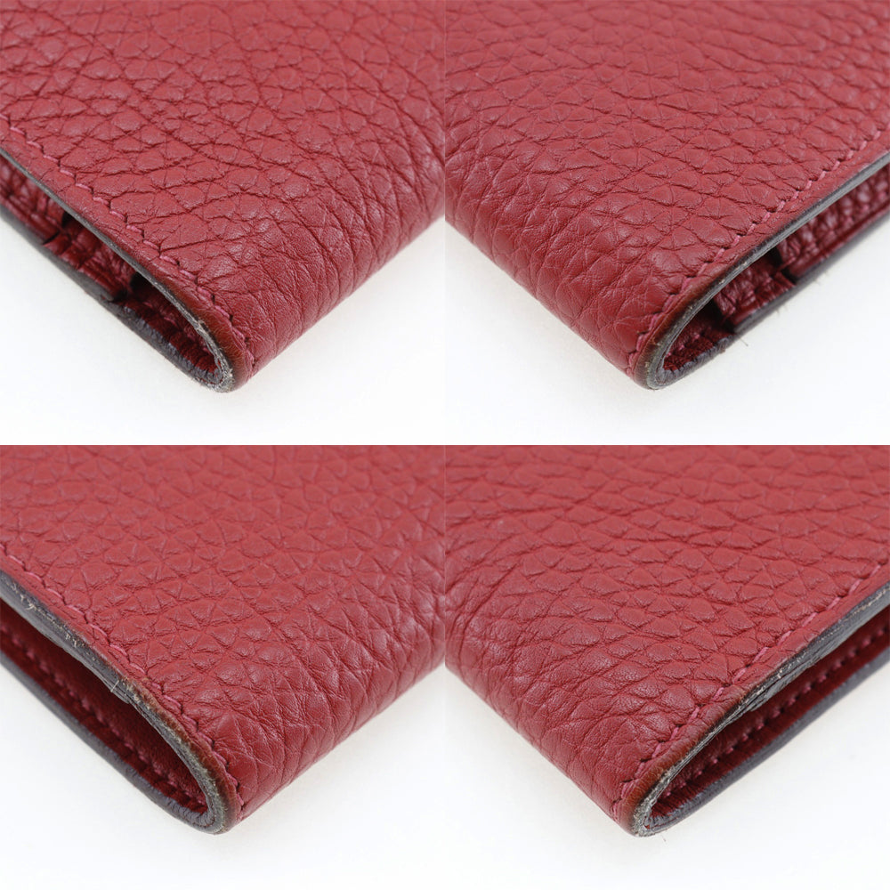 HERMES Long Wallet Purse Togo Red Dogon