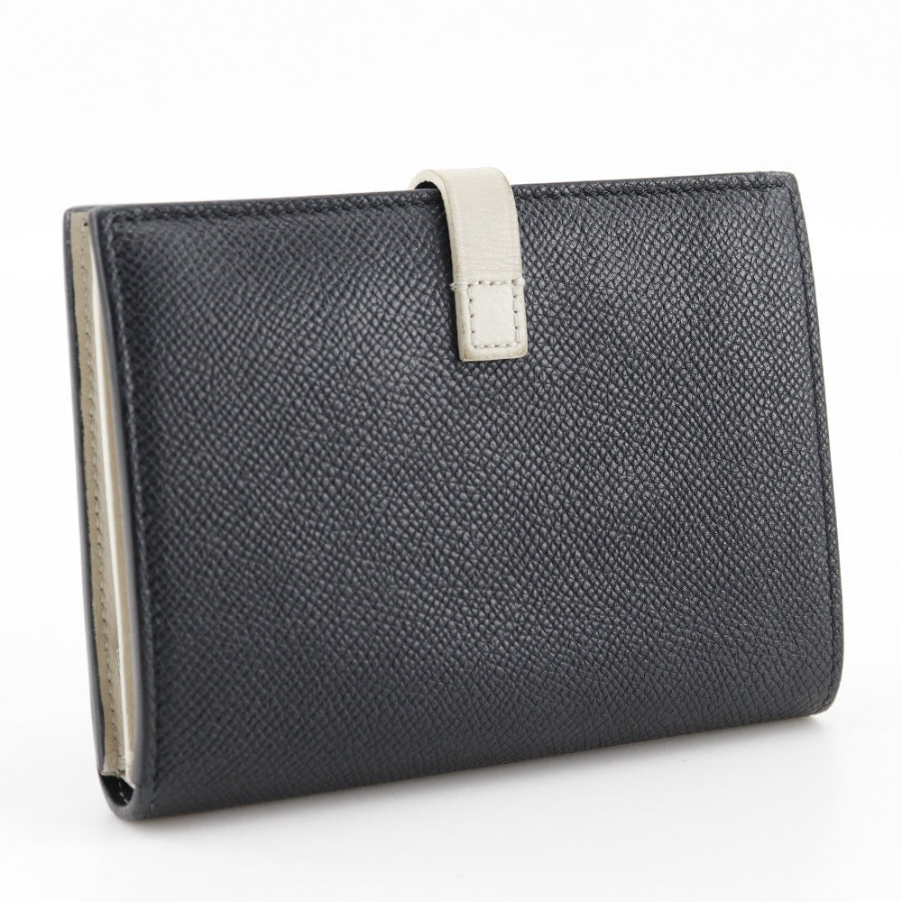 CELINE Bifold Wallet Calfskin Black / beige Medium strap Women