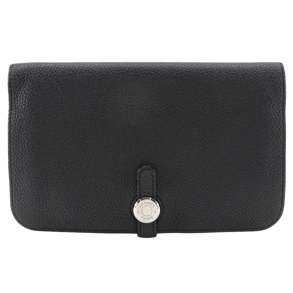 HERMES Long Wallet Purse Togo black Dogon GM unisex(Unisex)