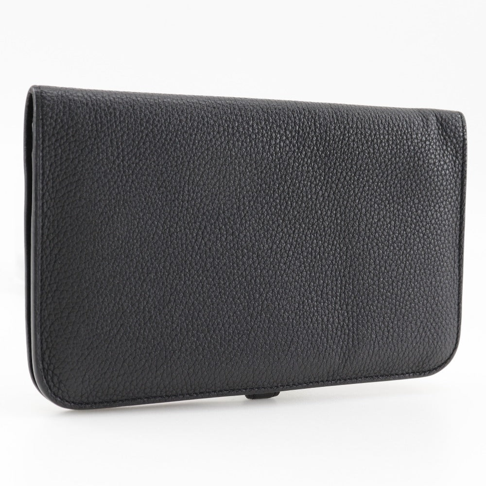 HERMES Long Wallet Purse Togo black Dogon GM unisex(Unisex)