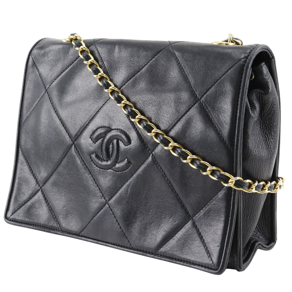 CHANEL Shoulder Bag lambskin black Matrasse Diamond stitch ChainShoulder Women