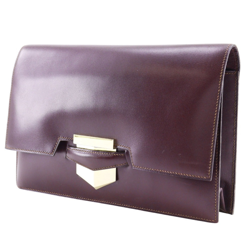 HERMES Clutch bag Box scarf Bordeaux vintage Fako Women