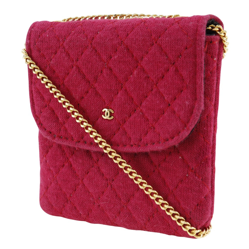 CHANEL Shoulder Bag cotton pink micro Chain pouch Women