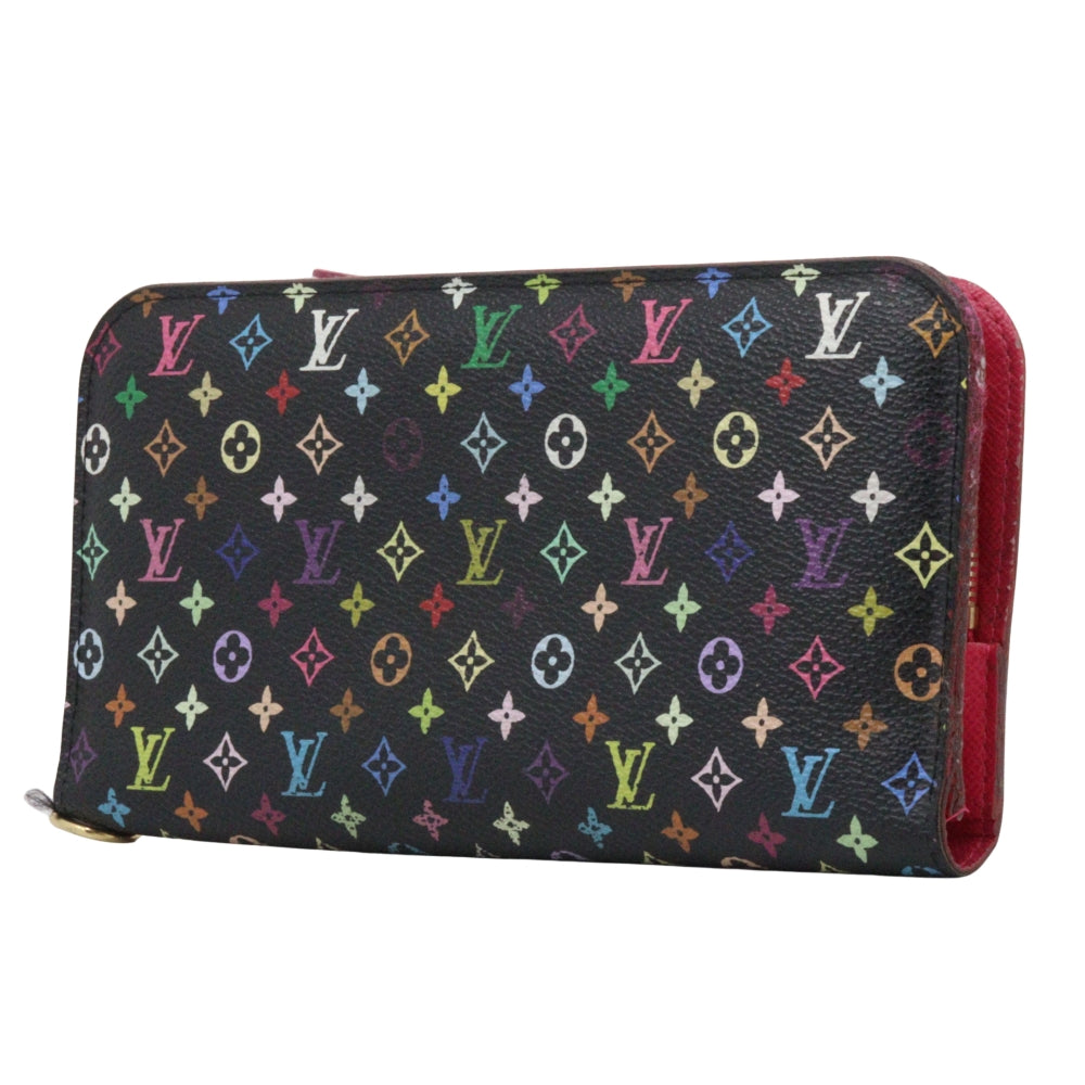 LOUIS VUITTON Long Wallet Purse M93754 Monogram multicolor Black / pink Portefeuille Ansolit Women