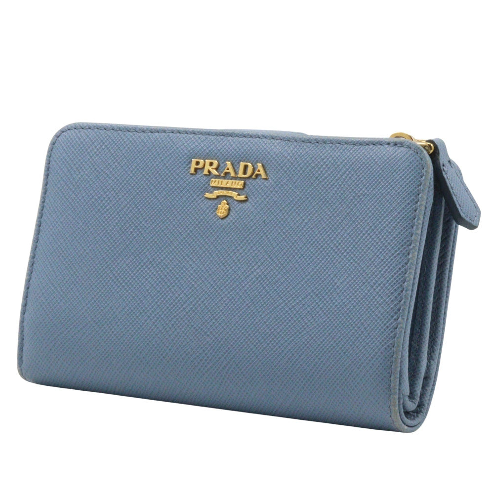 PRADA Bifold Wallet Safiano light blue Women