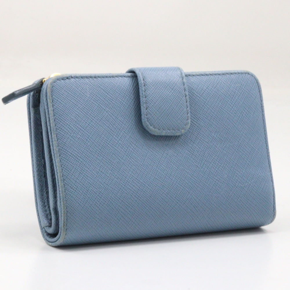 PRADA Bifold Wallet Safiano light blue Women