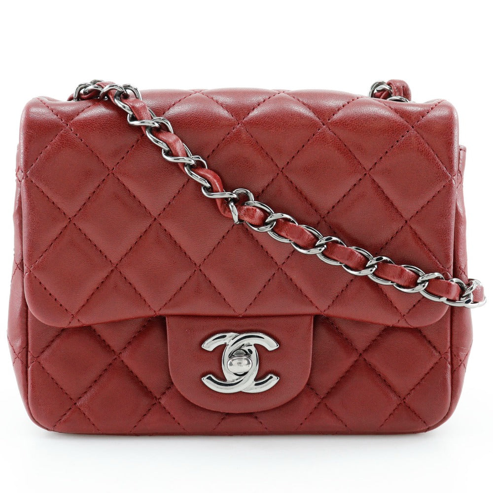 CHANEL Shoulder Bag lambskin Red Matrasse Mini ChainShoulder Women