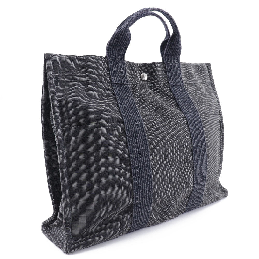 HERMES Handbag Nylon canvas gray Her LineTote MM mens(Unisex)