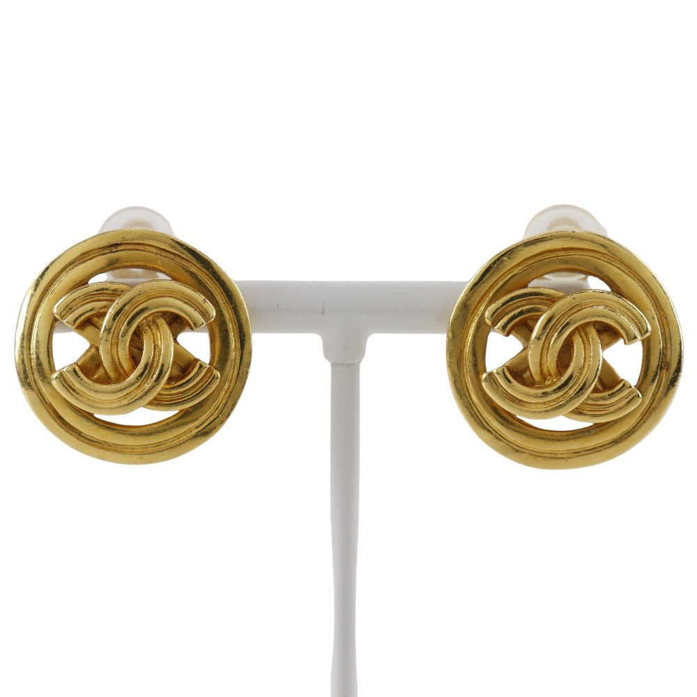 CHANEL Earring Plated Gold gold vintage COCO Mark Women