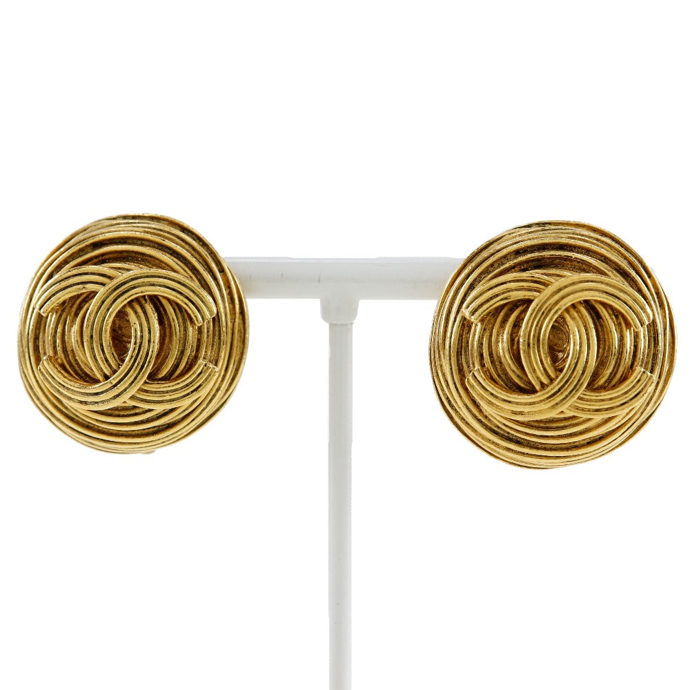 CHANEL Earring Plated Gold gold vintage COCO Mark Women
