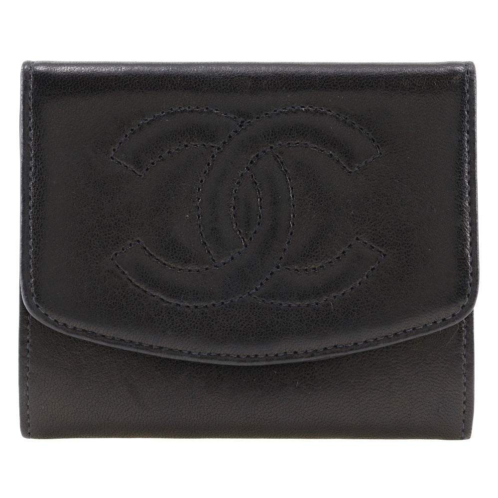CHANEL Coin case lambskin black vintage COCO Mark Women