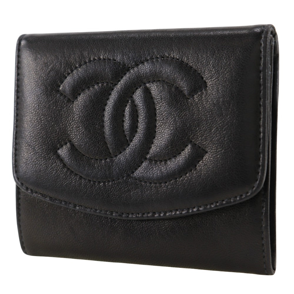 CHANEL Coin case lambskin black vintage COCO Mark Women