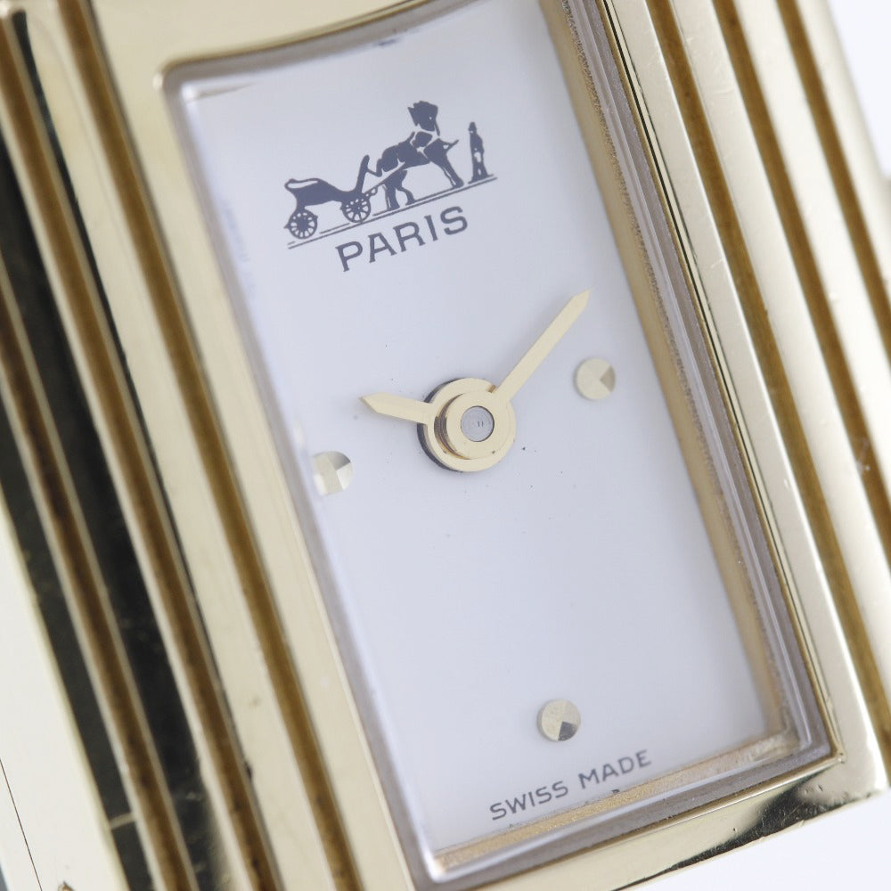 HERMES Watches Quartz Plated Gold , Leather gold Kelly White dial Women
